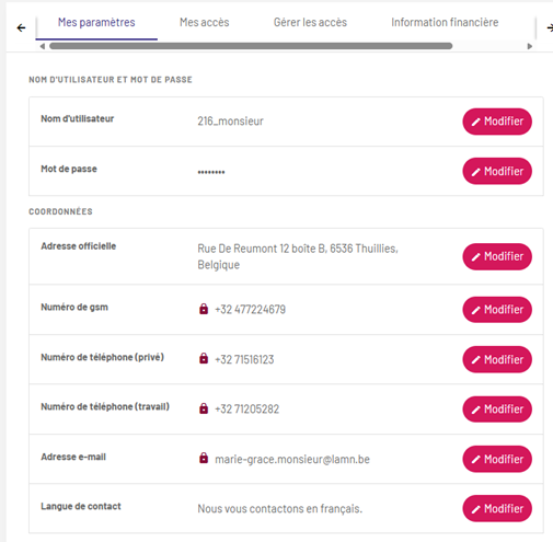 modification données personnelles