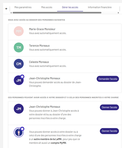 demande accès autre profil