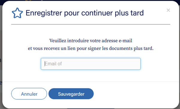 enregistrer pour continuer plus tard