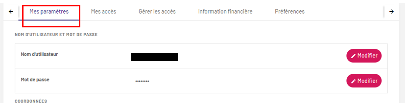 modification mot de passe